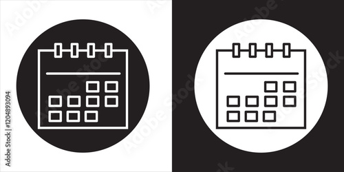 Calendar black and white icon. Schedule symbol. Vector illustration isolated Design.