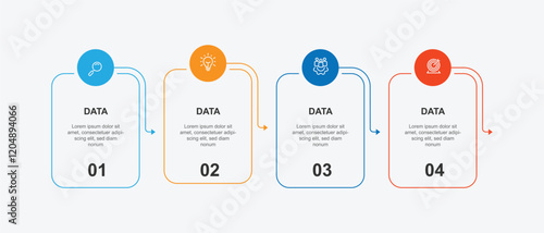 4 step infographic template with icons and line square can be used for workflow layout, business presentation and banner information 