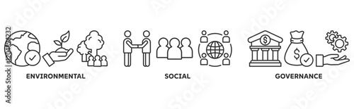 ESG icon set illustration concept with icon of environmental, social, governance