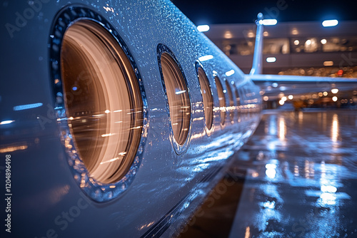 Wallpaper Mural Rain Covered Private Jet Windows At Night Torontodigital.ca