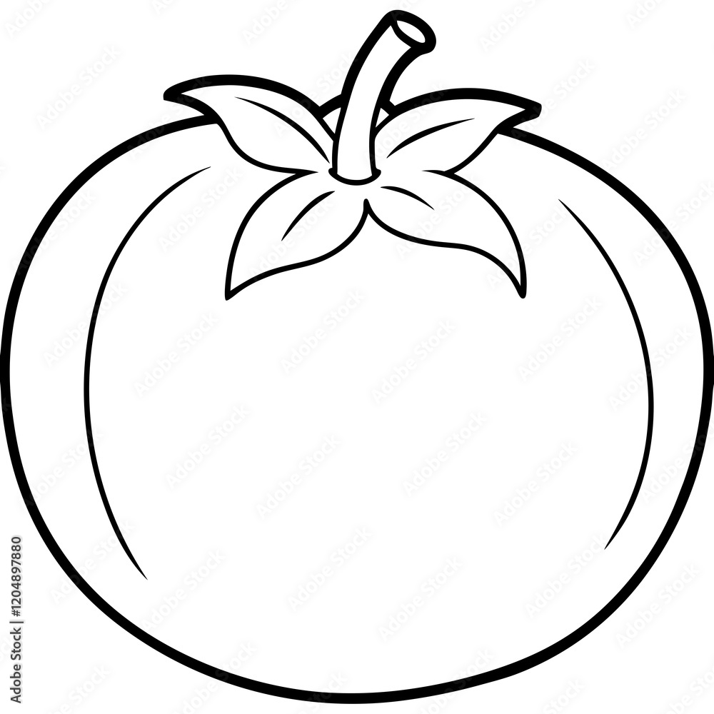Clean Tomato Vector Line Drawing
