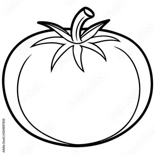 Clean Tomato Vector Line Drawing