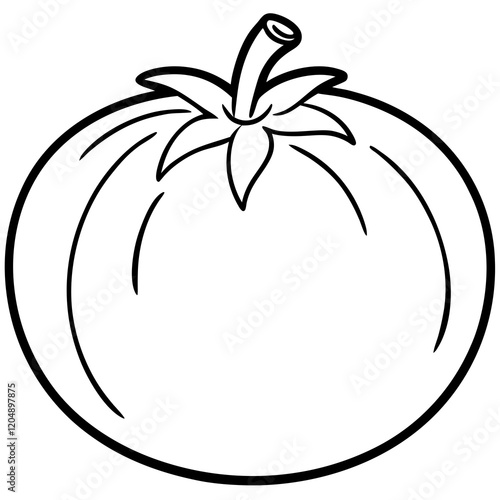 Clean Tomato Vector Line Drawing