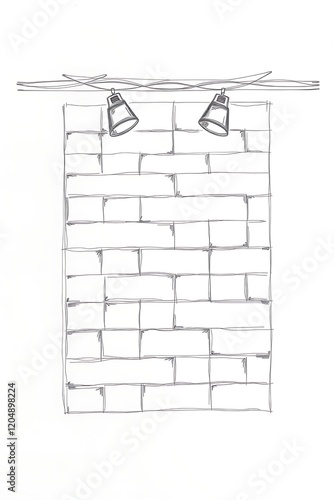 Brick wall with spotlights.