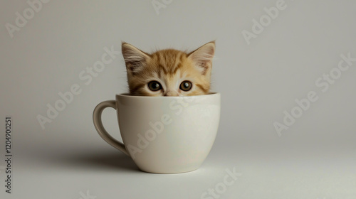 White mug mockup on a white background with copy space. photo