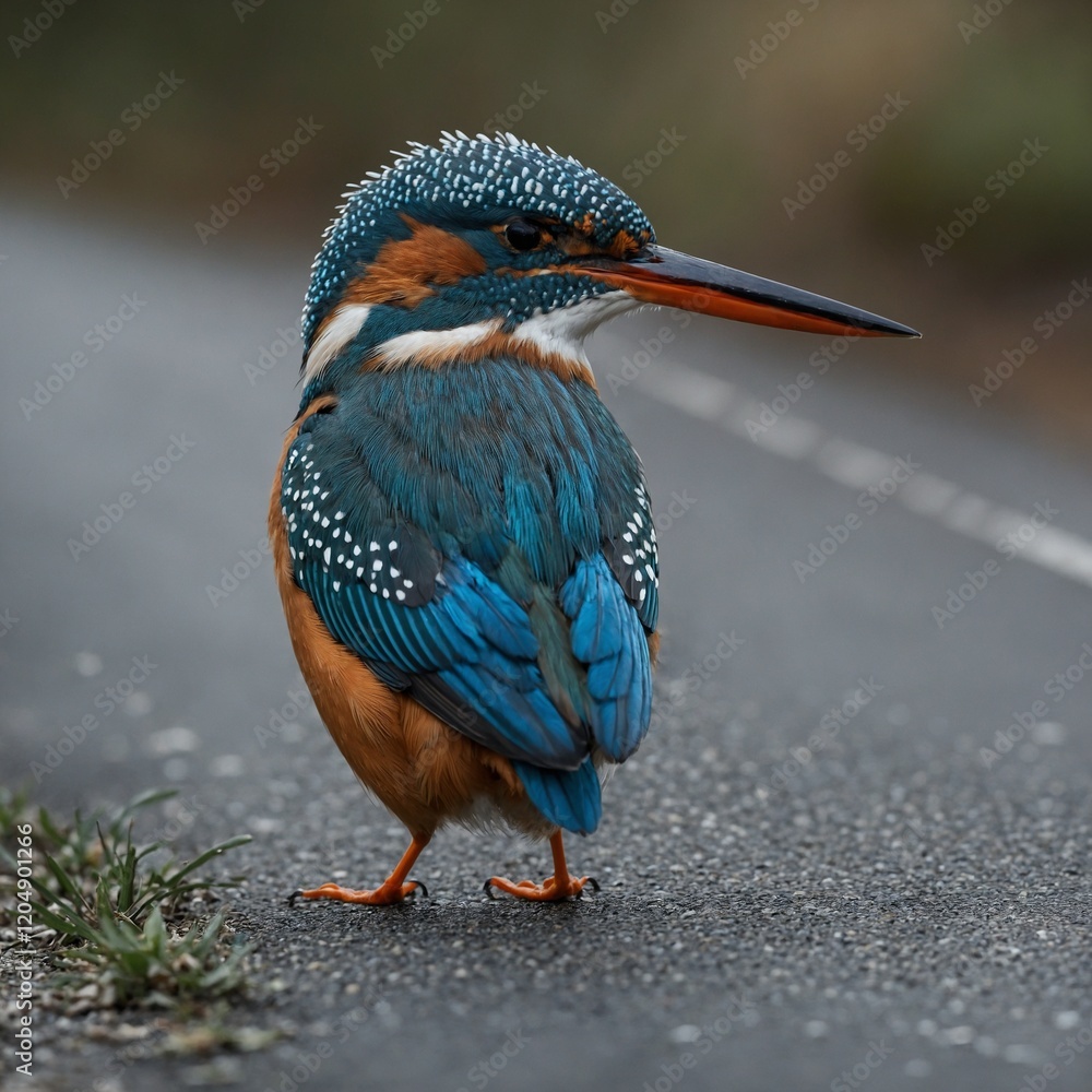 Obraz premium Free photo colorful kingfisher bird sitting on a tree branch. The blue kingfisher Alcedo atthis, AI generated. A colorful kingfisher bird perched on a rock.