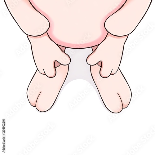 Cute pink bunny's feet and hands from above. photo