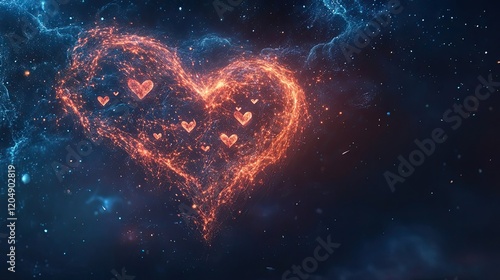 Fiery Heart Nebula Cosmic Love Celestial Romance