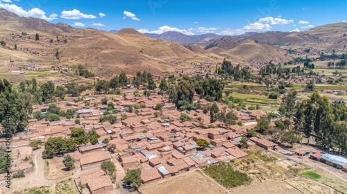 Wallpaper Mural Aerial view Andean village, valley, mountains, Peru, travel Torontodigital.ca
