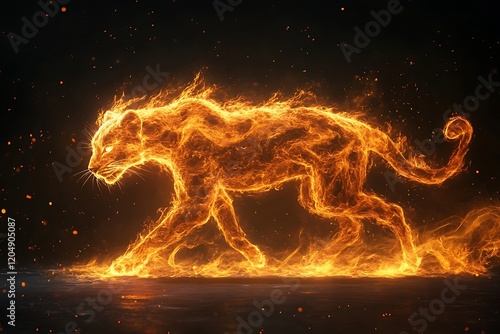 Fiery Big Cat Artwork Motion Graphic Design photo