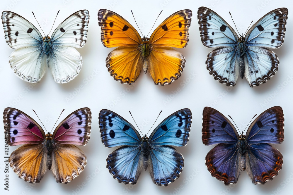 Six Colorful Butterflies Displayed In A Grid Pattern Six Colorful Butterflies Displayed In A Grid Pattern
