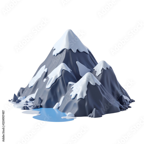 Mountain Peaks with Snow Caps and Water