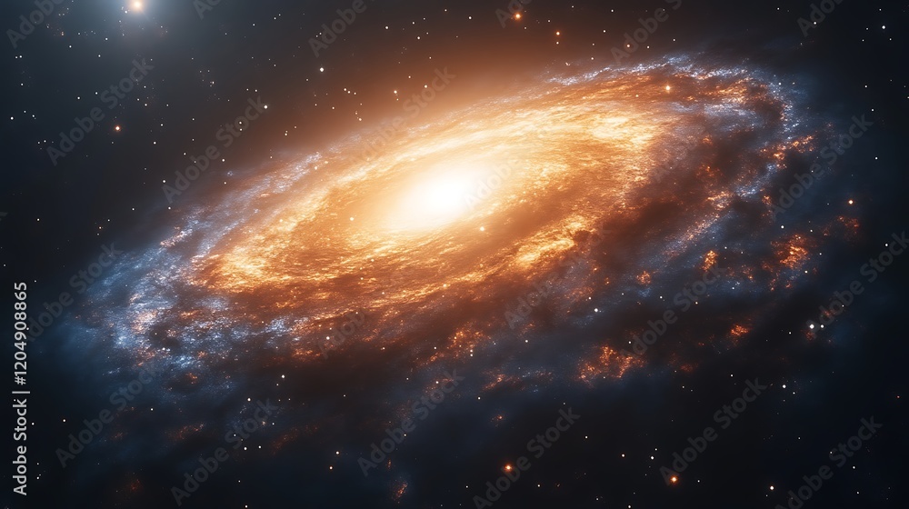 Fototapeta premium Majestic Spiral Galaxy in Deep Space Showing Orange and Blue Hues