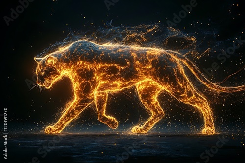 Fiery Cat Art Dynamic Light Particles photo