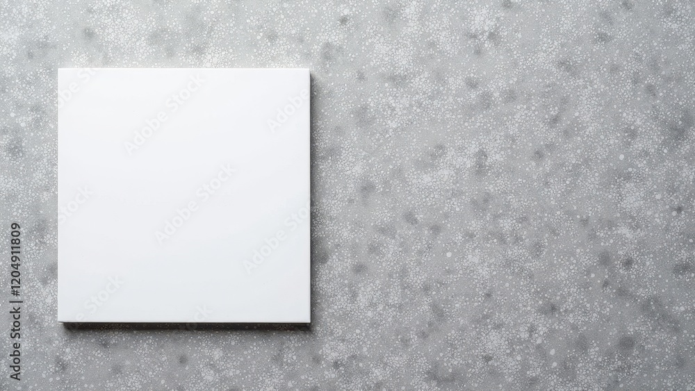 Centered on a textured gray backdrop, a pristine white square poster casts an elegant shadow, creating depth with its simplicity against the subtle textures beneath Centered on a textured gray backdrop, a pristine white square poster casts an elegant shadow, creating depth with its simplicity against the subtle textures beneath