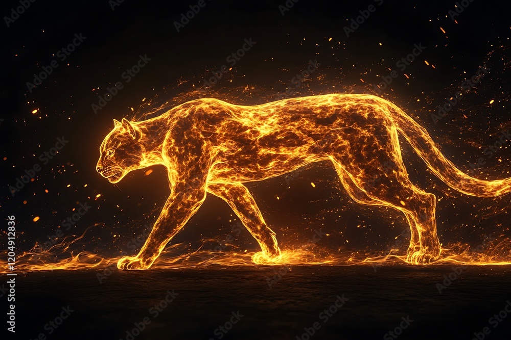 Fiery Cat Digital Art Abstract Design Fiery Cat Digital Art Abstract Design