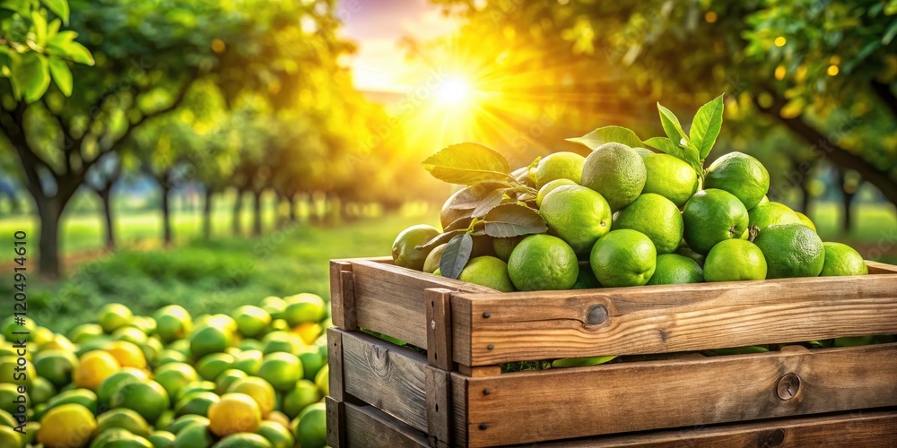 Organic Limes Harvest: Abundant Sunshine Orchard Fruit Banner Organic Limes Harvest: Abundant Sunshine Orchard Fruit Banner