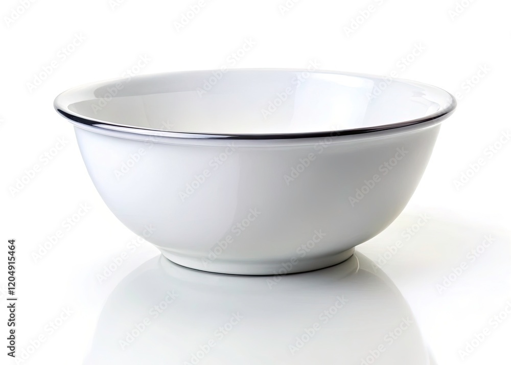 Panoramic White Enamel Bowl, Isolated White Background, Studio Photography, Clean Minimalist Design, Kitchenware, Tableware, Ceramic Bowl Panoramic White Enamel Bowl, Isolated White Background, Studio Photography, Clean Minimalist Design, Kitchenware, Tableware, Ceramic Bowl