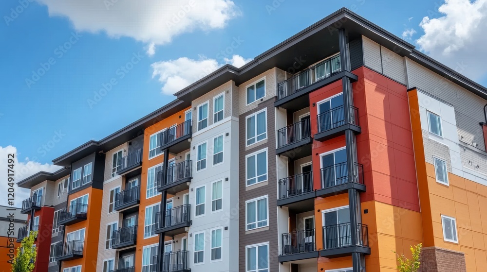Photograph of a modern apartment building wallpaper photo background, building idea. Photograph of a modern apartment building wallpaper photo background, building idea.
