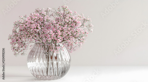 Glass Vase with Clear Textured Finish and Rounded Shape: Subtle Elegant Design Enhancing Visual Appeal with Intricate Surface Details photo