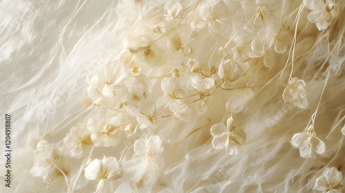 Delicate Dried Flowers on Soft White Fabric