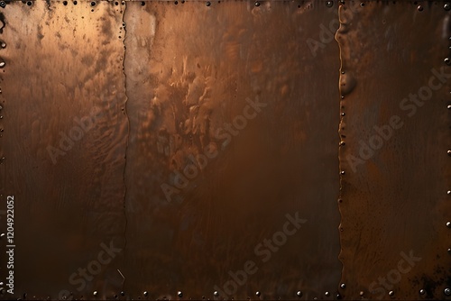 Vintage bronze or copper plate, non-ferrous metal sheet as background Generative AI photo