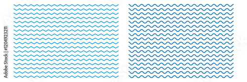 Vector zigzag lines and waves, wavy pattern. Squiggle zigzag frame with wiggle. Curvy undulate parallel borders. Curve sinuous stroke with sine. Multi color Design of seamless graphic 