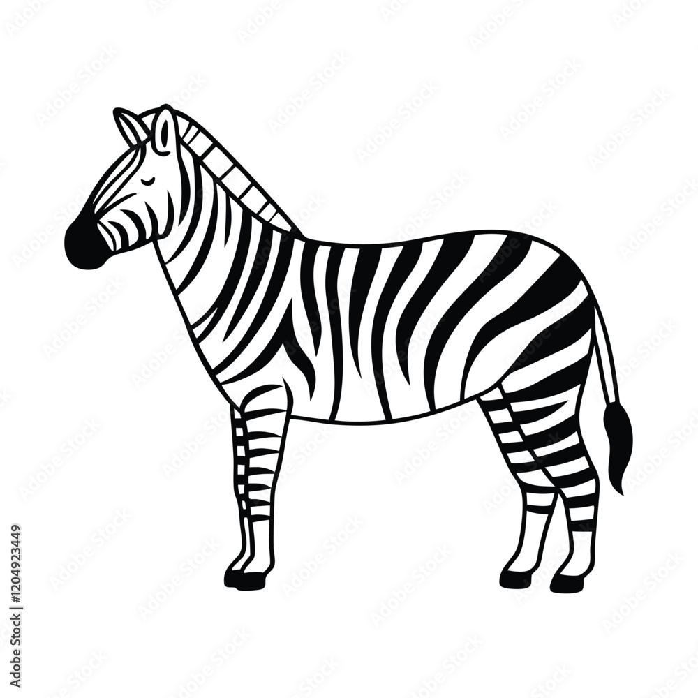 Fototapeta premium Black and white zebra illustration