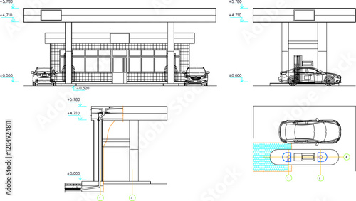 vector illustration design silhouette image of a motor vehicle fuel filling station