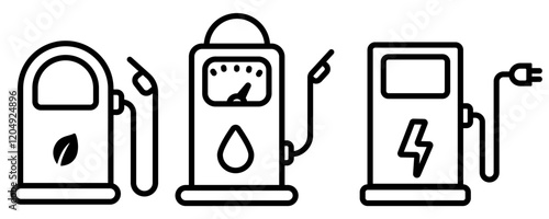 Petrol station icon set illustration on white background