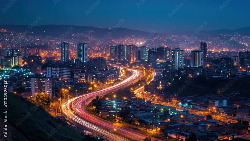 Night View of Medellin's Cityscape, Colombia Night View of Medellin's Cityscape, Colombia