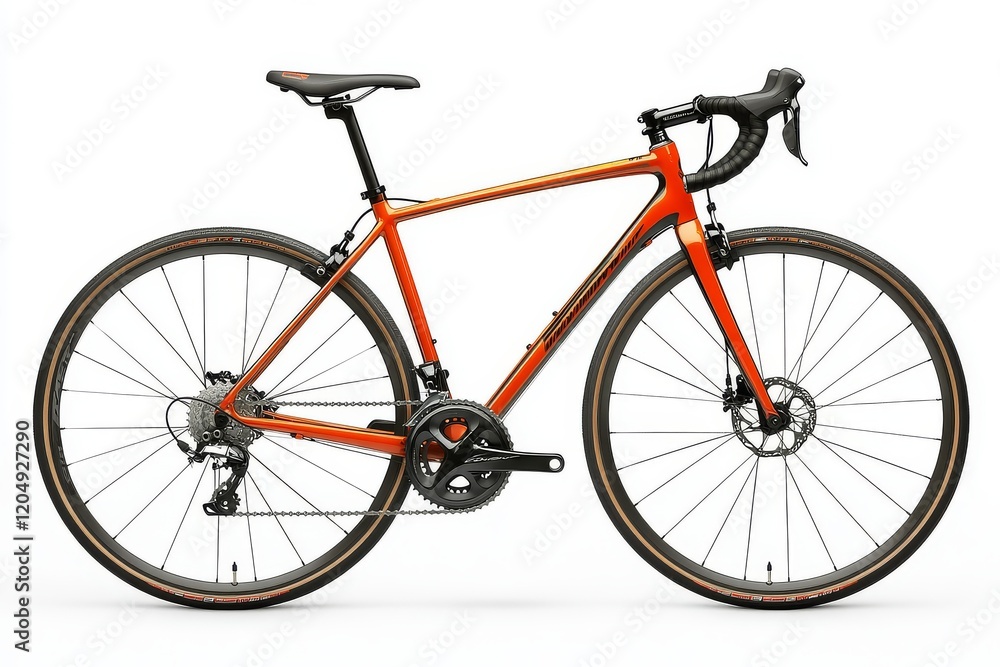 Obraz premium Ultra-realistic Road Bike with Black and Orange Details, Isolated on White Background