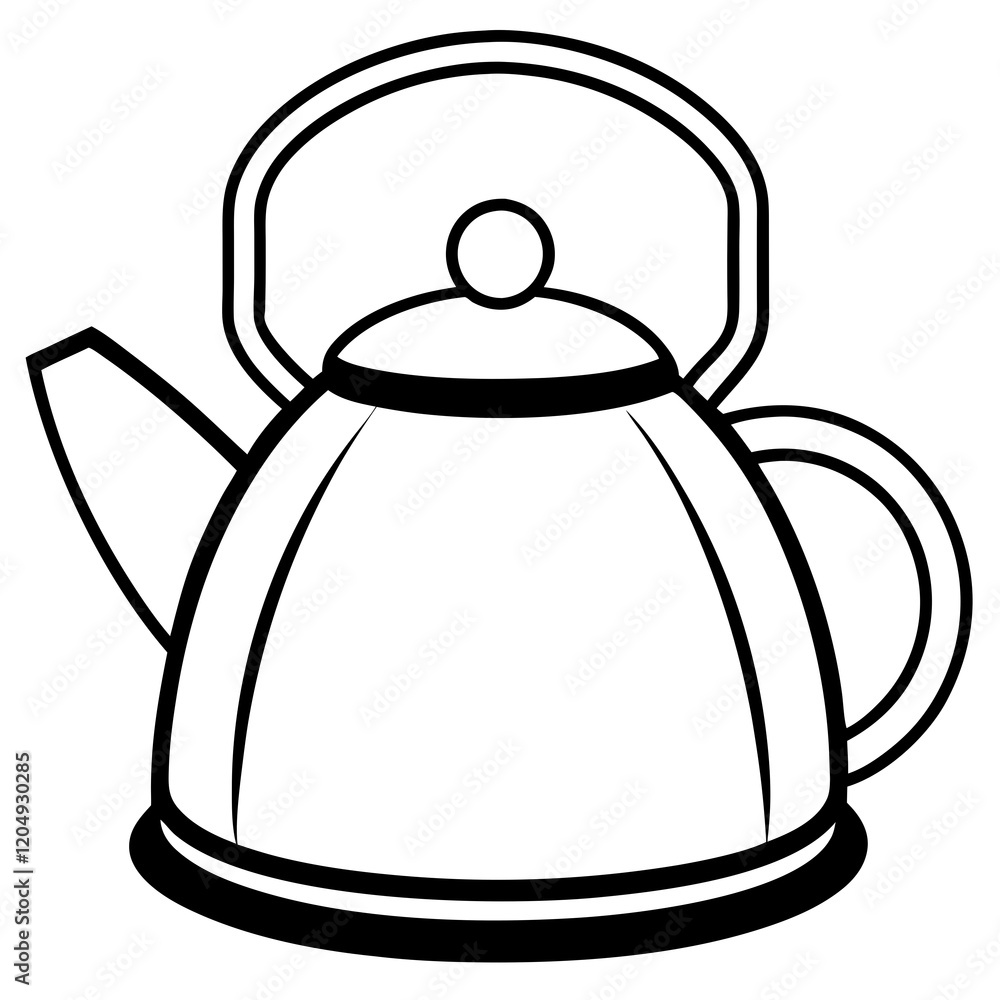 Obraz premium Simple Tea Kettle Outline in Vector Style