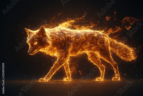 Fiery Fox Artwork Walking Through Embers photo