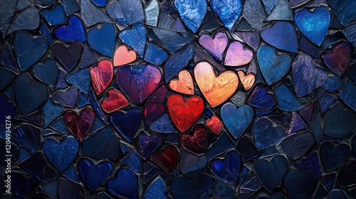 Colorful Heart Shaped Glass Mosaic Artwork