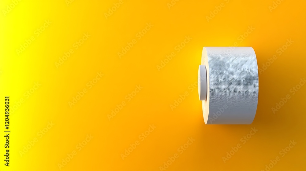 Bright yellow background subtly highlights a neatly rolled white tape. AI Generated Bright yellow background subtly highlights a neatly rolled white tape. AI Generated