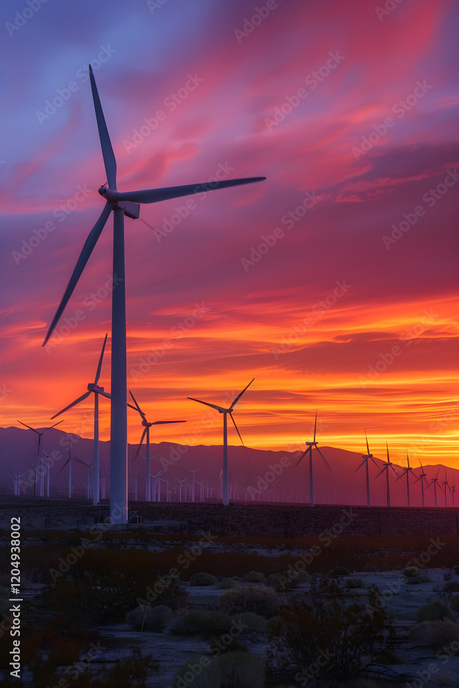 Golden Hour at the Wind Power Plant: An Impressive Display of Renewable Energy Golden Hour at the Wind Power Plant: An Impressive Display of Renewable Energy