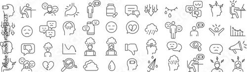 ベクターでモノクロのネガティブに関する線画アイコンセット