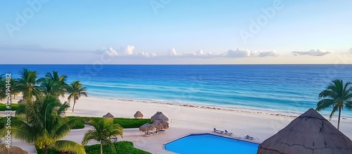 Fototapeta Naklejka Na Ścianę i Meble -  Tropical beach resort with pool and ocean view