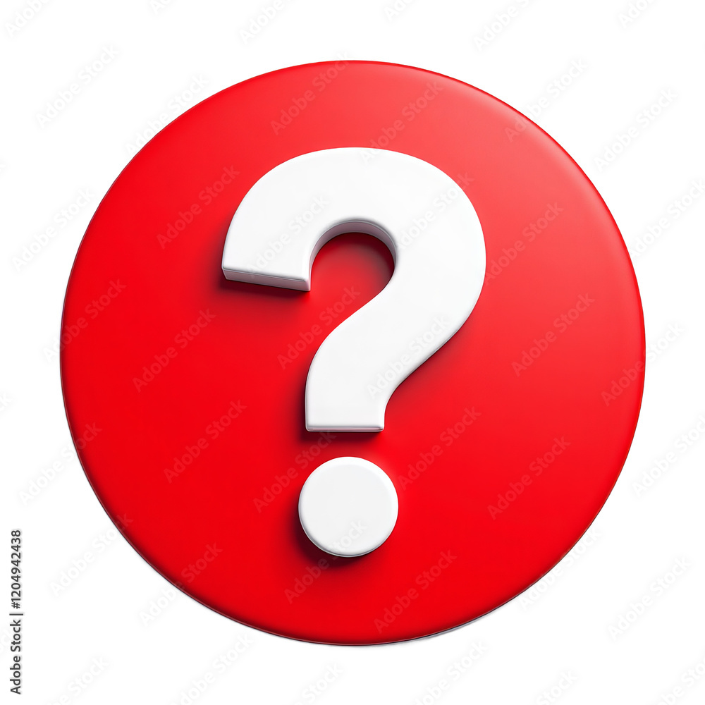 White question mark on a red circle with a transparent background White question mark on a red circle with a transparent background