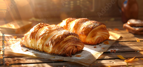 Flaky Fresh Pain Au Chocolat With A Chocolate Center

 photo