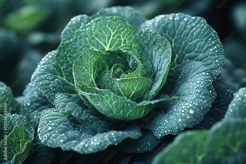 custom made wallpaper toronto digitalDew Drops on Lush Green Cabbage Leaves