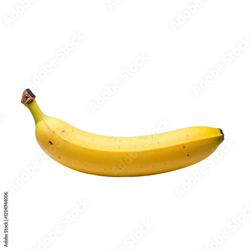 Yellow banana with brown spots on a transparent background