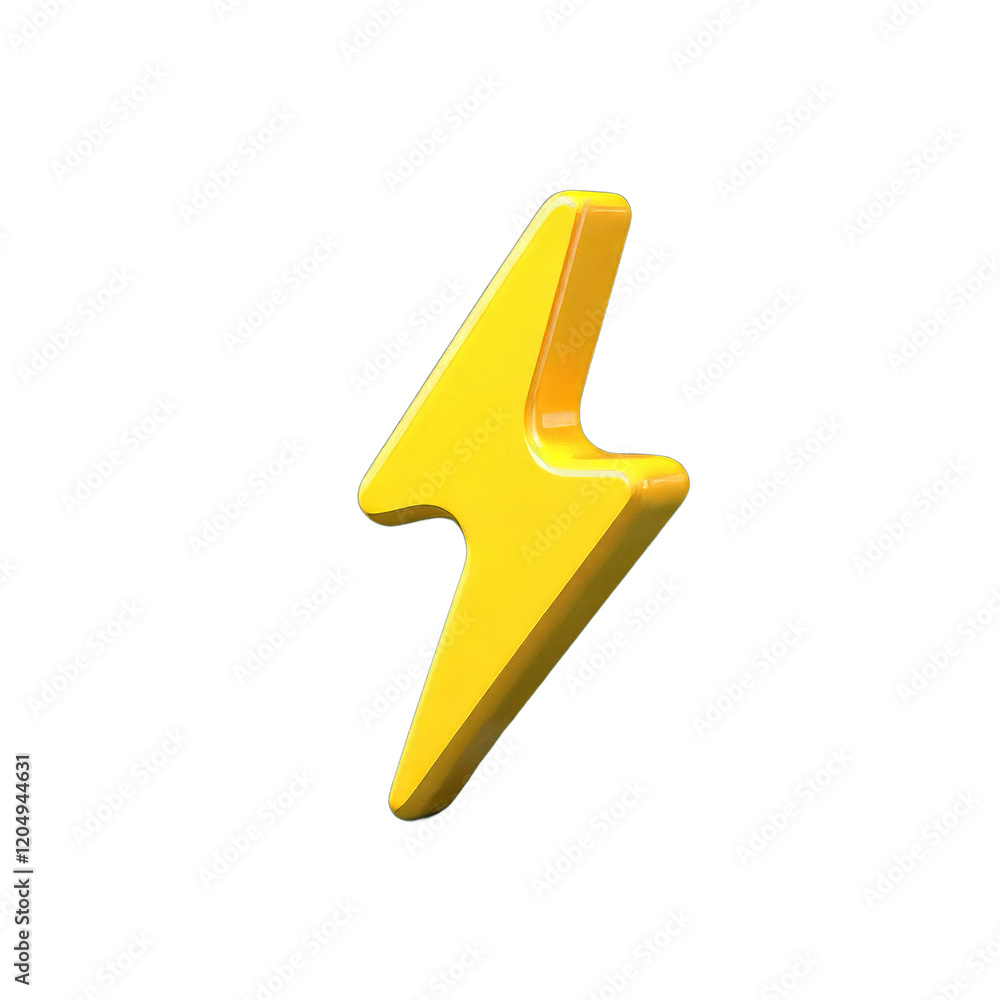 Yellow lightning bolt object with a transparent background Yellow lightning bolt object with a transparent background