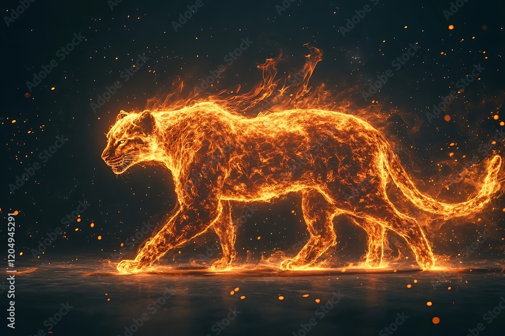 Fiery Wildcat Digital Art Background1 Fiery Wildcat Digital Art Background1