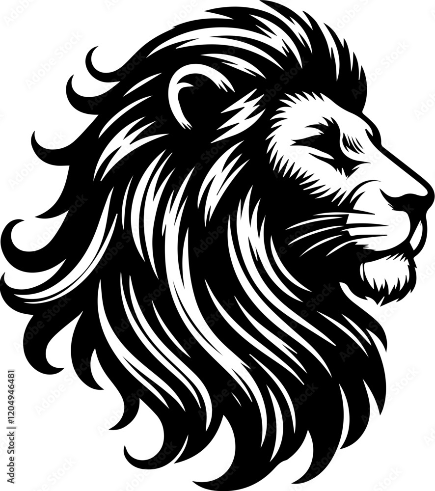 Stylized Lion Head Illustrations in Black Vector Design Stylized Lion Head Illustrations in Black Vector Design