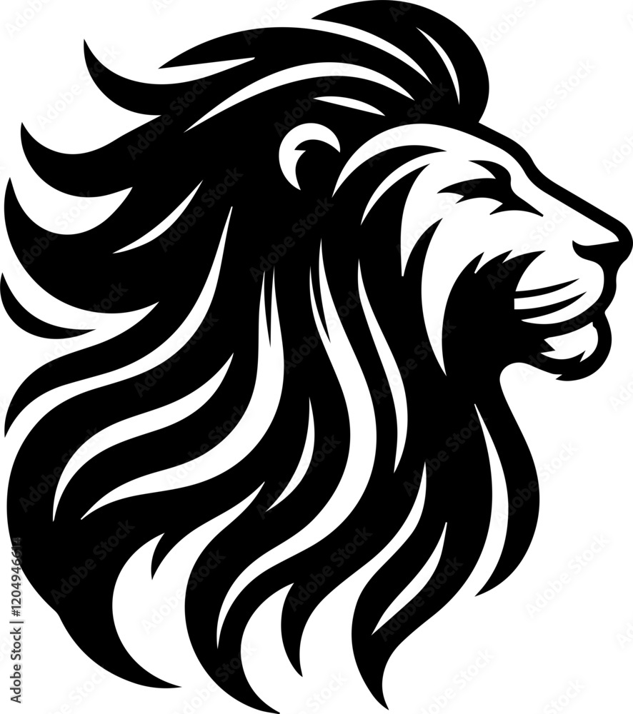 Stylized Lion Head Illustrations in Black Vector Design Stylized Lion Head Illustrations in Black Vector Design