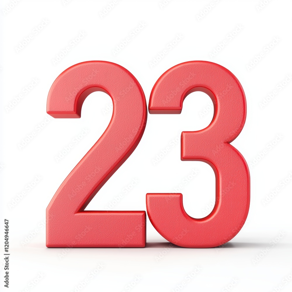 3D Render of Red Number Twenty-Three on White Background 3D Render of Red Number Twenty-Three on White Background
