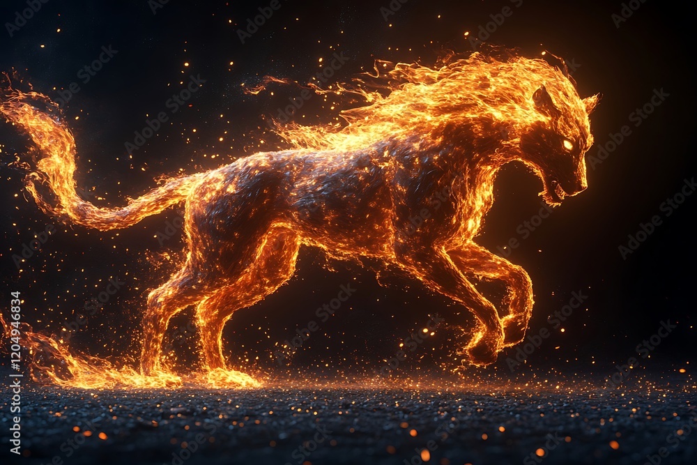 Fiery Wolf Artwork Supernatural Flames Design Fiery Wolf Artwork Supernatural Flames Design