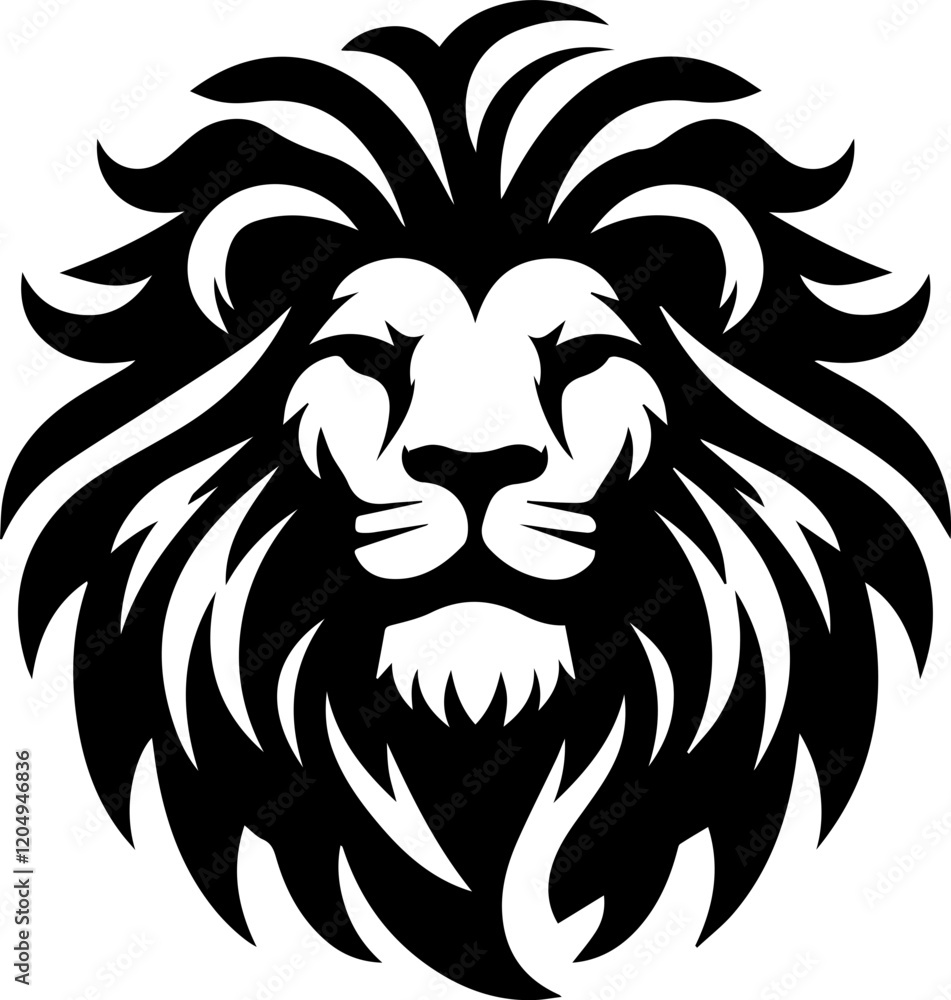 Fototapeta premium Stylized Lion Head Illustrations in Black Vector Design